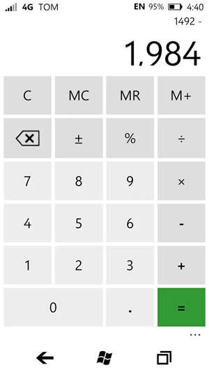 Seven+ WP7 Calculator screenshot 2