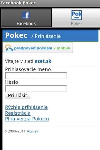 Facebook Pokec screenshot 2