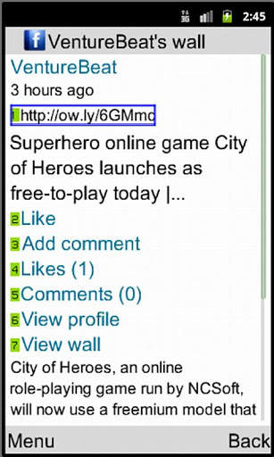 Facebook on biNu screenshot 3