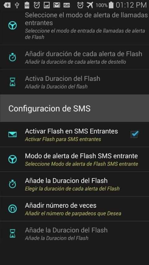 Alerta de Flash Llamadas y SMS 1 تصوير الشاشة