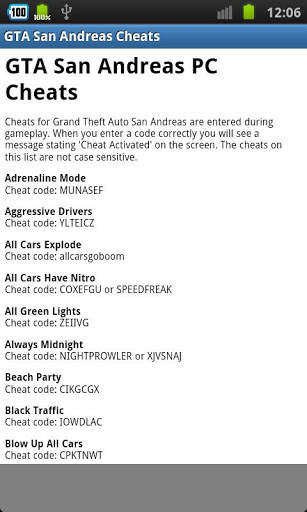 GTA San Andreas Cheats FREE screenshot 2