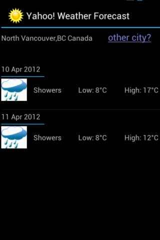 Yahoo! Weather Forecast screenshot 1