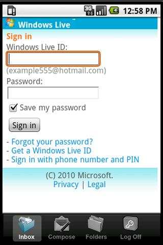 Windows Live Hotmail App 2 تصوير الشاشة