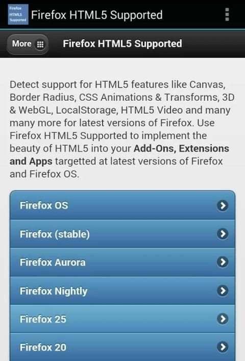 HTML5 Supported for Firefox स्क्रीनशॉट 1