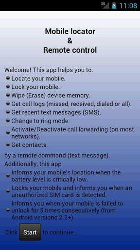 Mobile locator Remote control screenshot 1