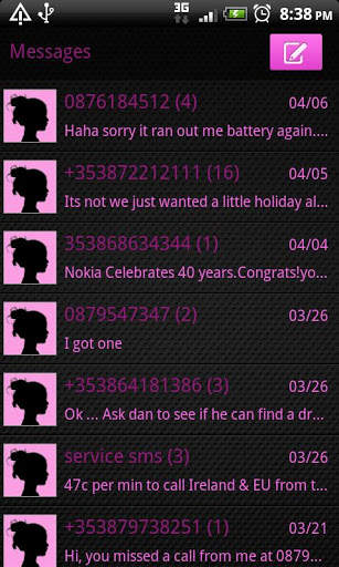 Pink Night GOLauncher EX Theme 5 تصوير الشاشة