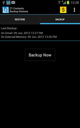 Z1 Contacts Backup Restore screenshot 3