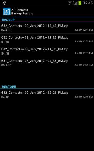 Z1 Contacts Backup Restore screenshot 5