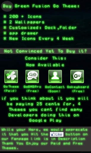 green F Free Go Launcher Theme screenshot 1