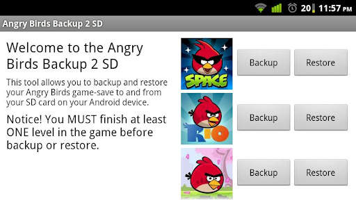 Angry Birds Backup 2 SD screenshot 3