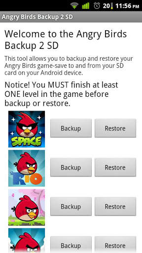 Angry Birds Backup 2 SD screenshot 1