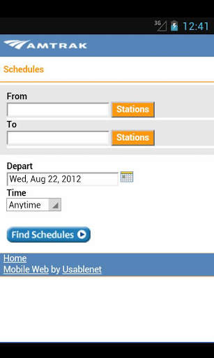 Amtrak mobile launcher screenshot 3