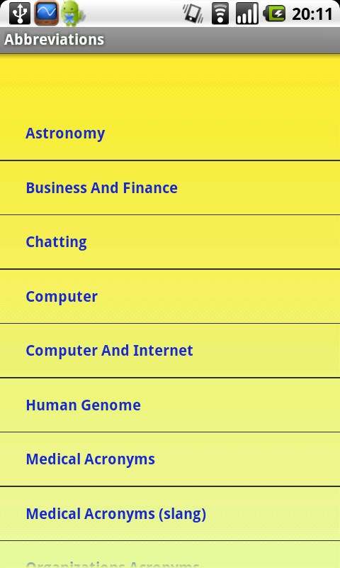 Abbreviations screenshot 1