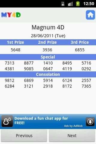 MY 4D Result screenshot 1