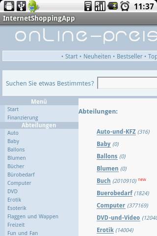 Internet Shopping App (DE) screenshot 1