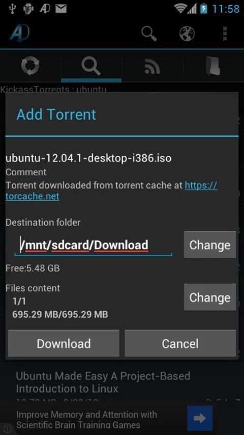 aDownloader - torrent download स्क्रीनशॉट 8