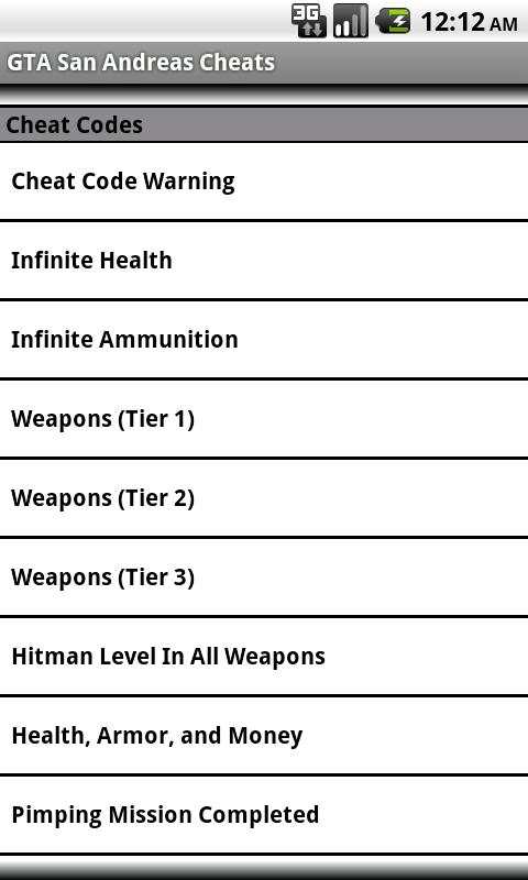 GTA San Andreas Cheats Free screenshot 1