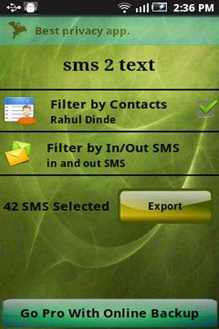sms to text (local backup) screenshot 2