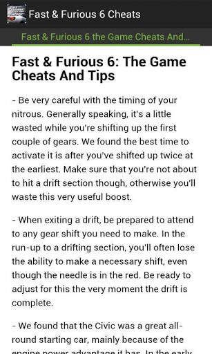 Fast &amp; Furious 6 Cheats screenshot 3