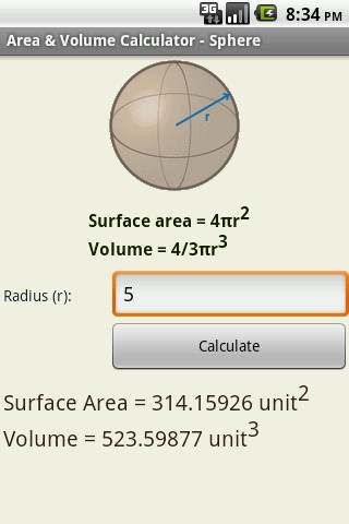 Area &amp; Volume Calculator screenshot 2