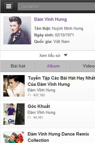 Music Zing MP3 - Dam Vinh Hung screenshot 5