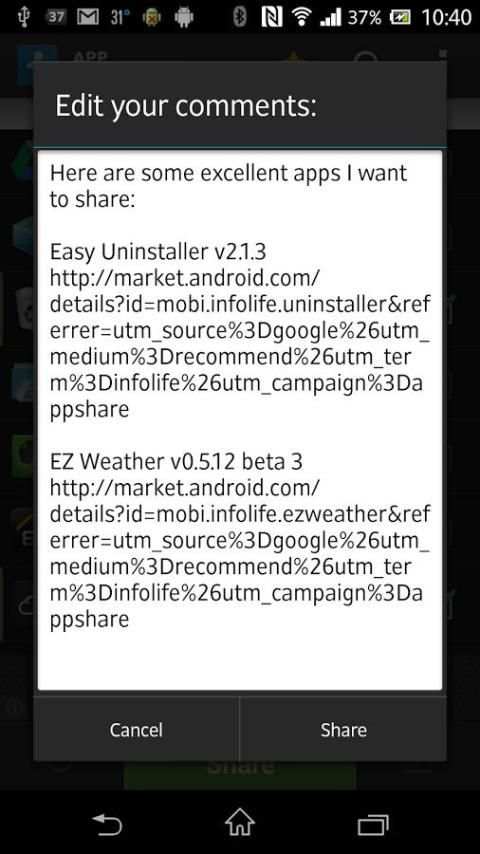 App Share - Facebook/G+/Email स्क्रीनशॉट 2