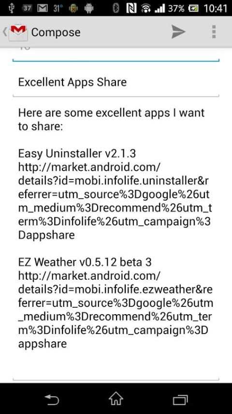 App Share - Facebook/G+/Email स्क्रीनशॉट 1
