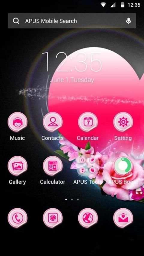 Pink Heart theme for APUS скриншот 3