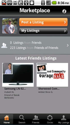 Marketplace for Oodle/Facebook screenshot 1