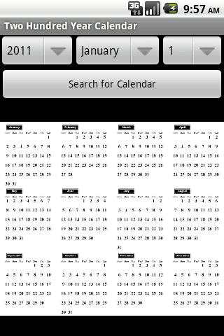 Two Hundred Year Calendar screenshot 1