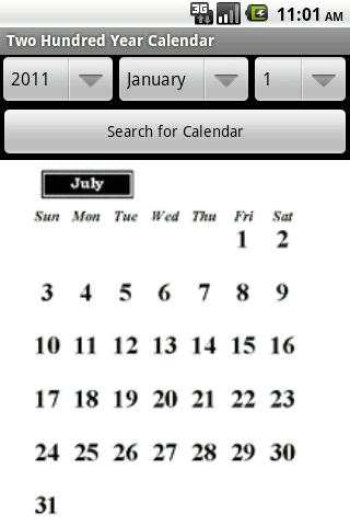Two Hundred Year Calendar screenshot 2