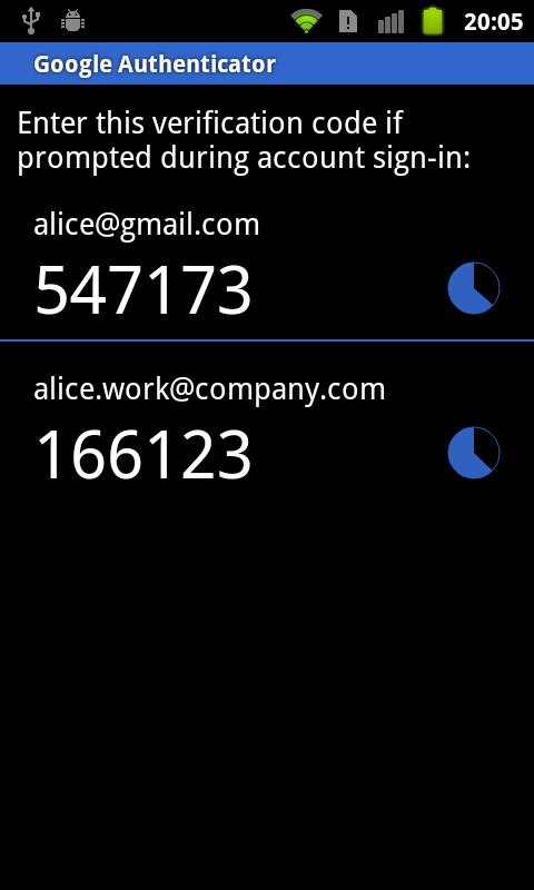 Google Authenticator screenshot 2