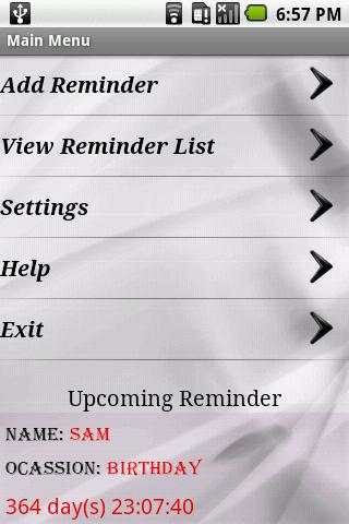 Reminder screenshot 1