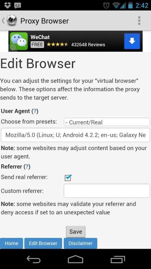 Proxy Browser For Android स्क्रीनशॉट 1
