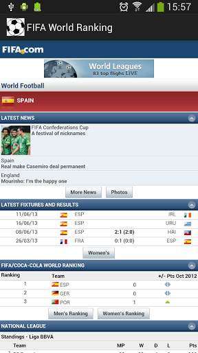 FIFA World Ranking Table screenshot 2