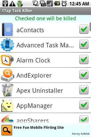 1Tap Task Killer 1 تصوير الشاشة