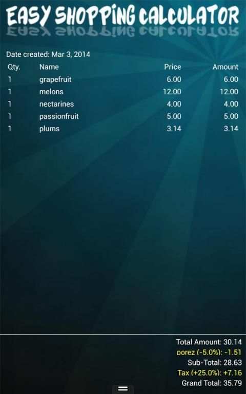 Easy Shopping Calculator скриншот 1
