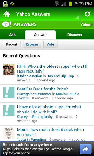 Yahoo Answers Launcher screenshot 1
