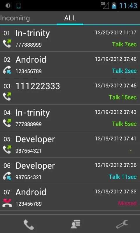 Slide Call-log Free screenshot 4