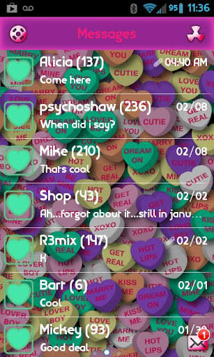 GO SMS PRO CANDY HEARTS THEME screenshot 3