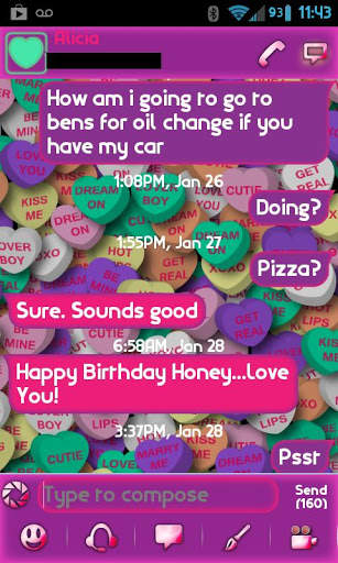 GO SMS PRO CANDY HEARTS THEME screenshot 1