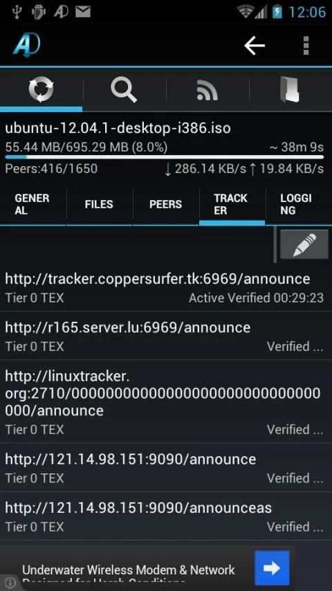 aDownloader - torrent download स्क्रीनशॉट 5