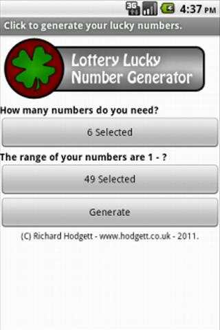 Lottery Lucky Number Generator screenshot 1