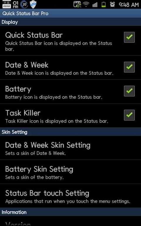 Quick Status Bar_상단바/배터리/날짜/요일 screenshot 3