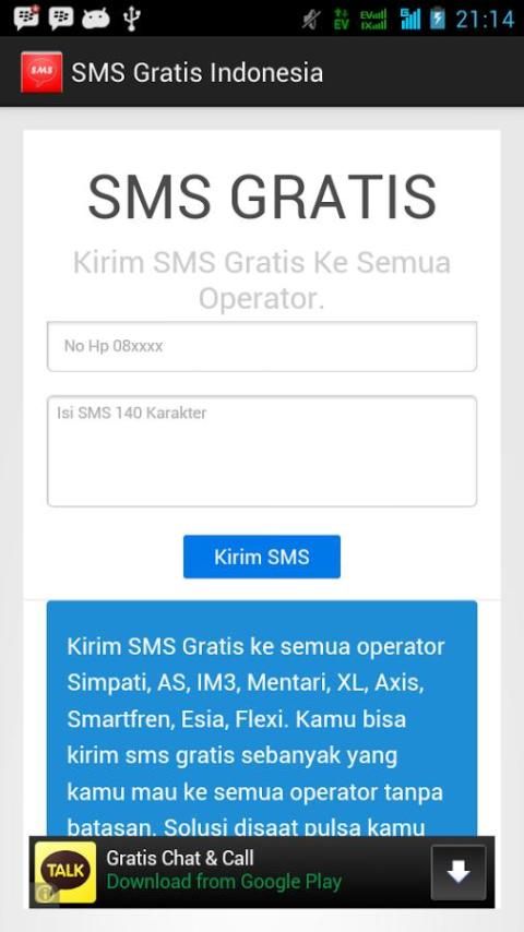 SMS Gratis Indonesia screenshot 2.