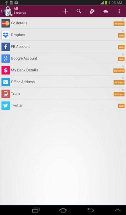 Password Vault Lite स्क्रीनशॉट 1