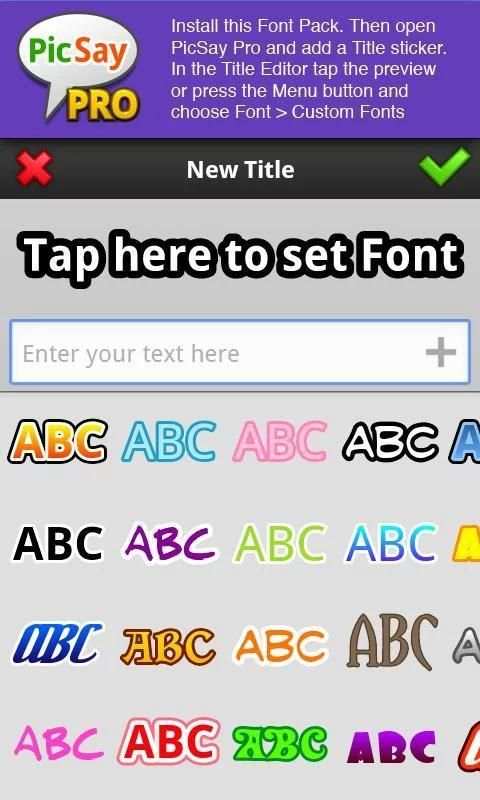 PicSay Pro Font Pack - B स्क्रीनशॉट 1