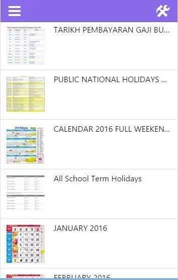 Kalendar 2016 Malaysia Hijrah screenshot 2
