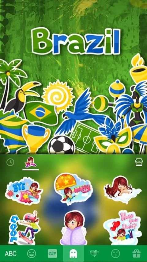 Brazil 2016 Emoji iKeyboard скриншот 3