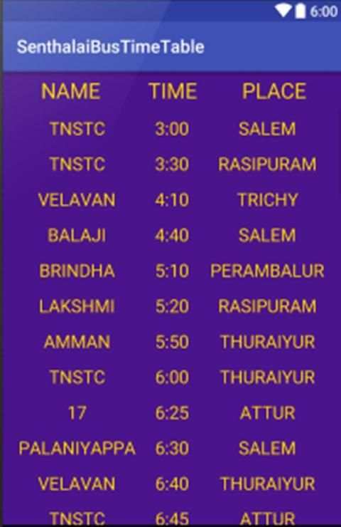 Bus Time Table Sentharapatti स्क्रीनशॉट 1